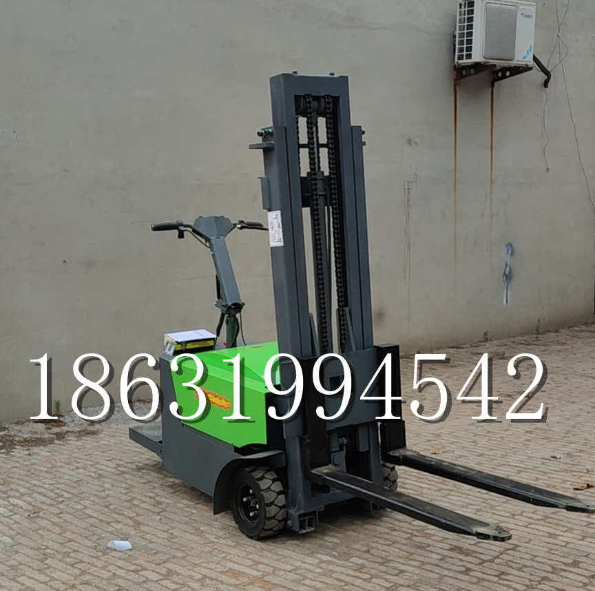 濮阳市优程全电动叉车插腿式堆高车液压装卸车1.5吨升高小型站驾式铲车